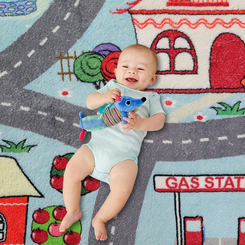 LIVEBOX Soft Kids Rug 4'x6' Carpet Play Mat for Baby Boys Girls, City Life Road Traffic Playroom Rug for Playing Cars Toys, Educational Nursery Rugs for Children Bedroom Kids Room - Image 3